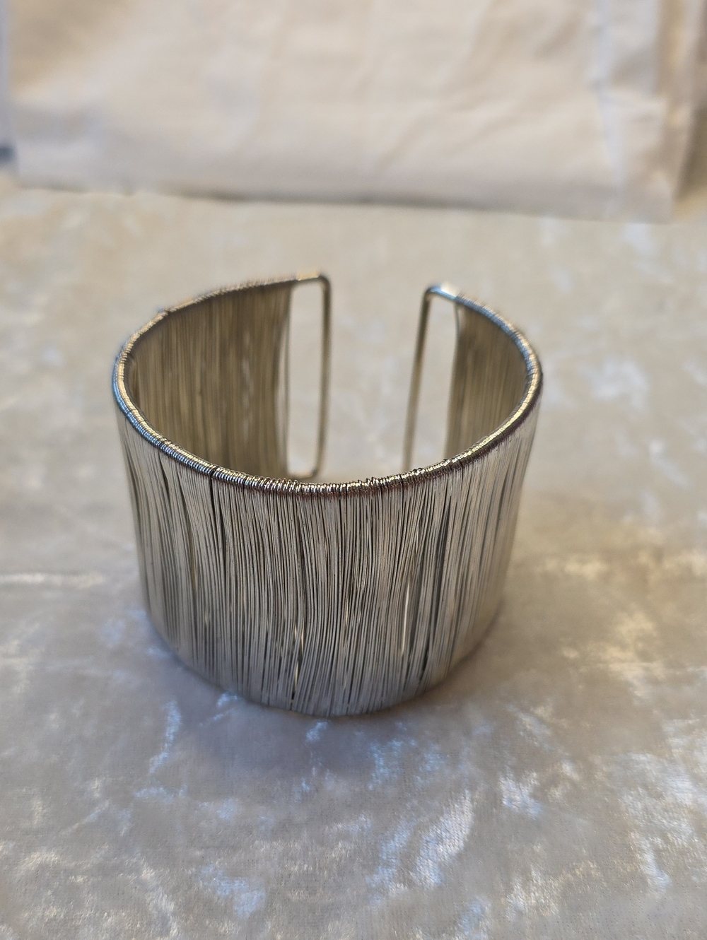 Retro Textured Silver Wire Cuff Bracelet*
